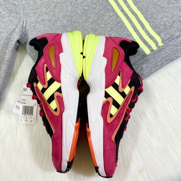 Womens Adidas Sneakers Shoes Yung 96 Neon Black - Picture 9 of 12
